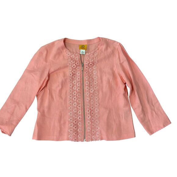 Ruby Rd Women's Petite Pink Lace Embroidered Jacket Size 8P‎ - Picture 1 of 4